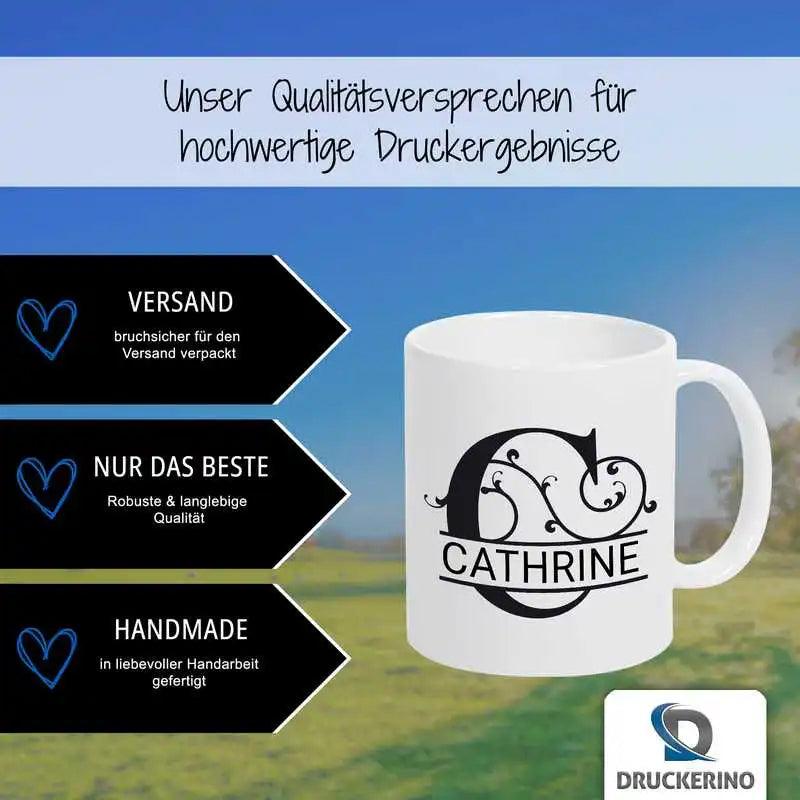 Keramik Tasse mit Namen | Motiv 1 | Cathrine - Druckerino