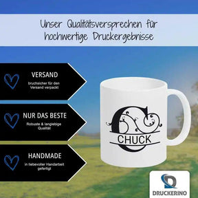 Keramik Tasse mit Namen | Motiv 1 | Chuck - Druckerino