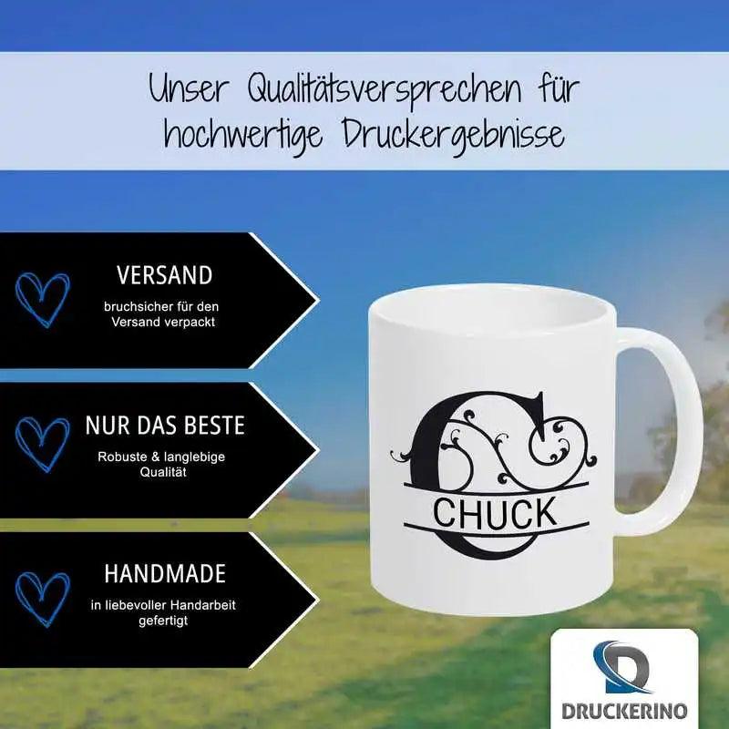 Keramik Tasse mit Namen | Motiv 1 | Chuck - Druckerino