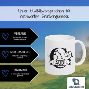 Keramik Tasse mit Namen | Motiv 1 | Claudius - Druckerino