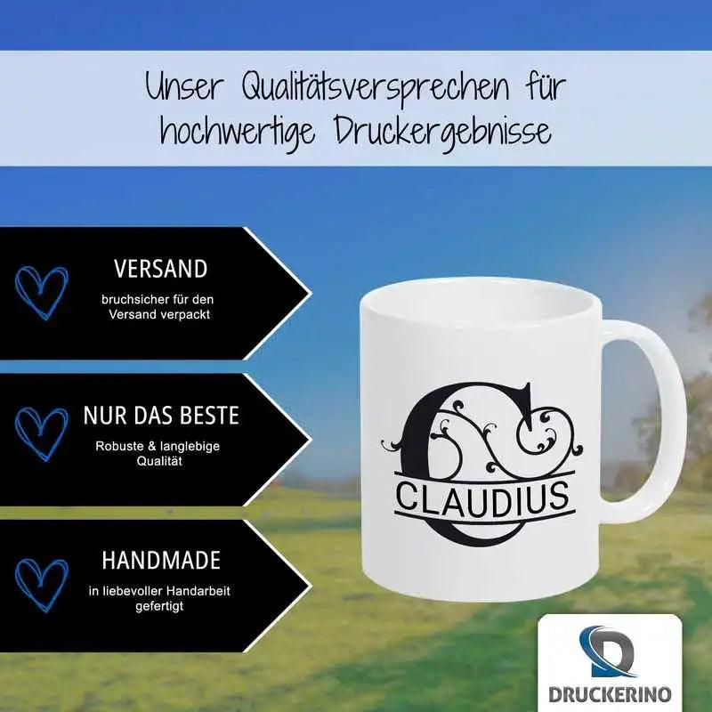 Keramik Tasse mit Namen | Motiv 1 | Claudius - Druckerino