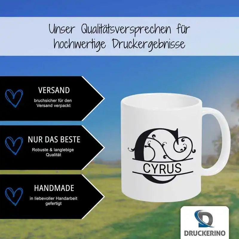 Keramik Tasse mit Namen | Motiv 1 | Cyrus - Druckerino