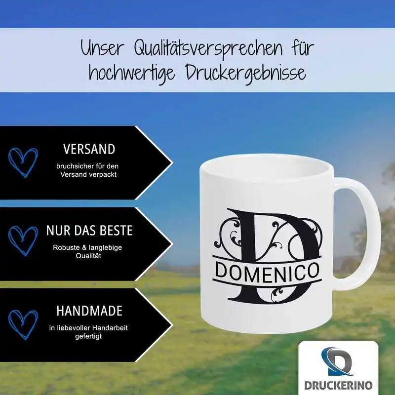 Keramik Tasse mit Namen | Motiv 1 | Domenico - Druckerino