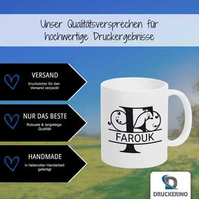 Keramik Tasse mit Namen | Motiv 1 | Farouk - Druckerino