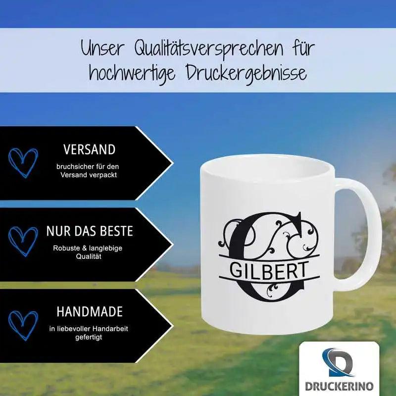 Keramik Tasse mit Namen | Motiv 1 | Gilbert - Druckerino