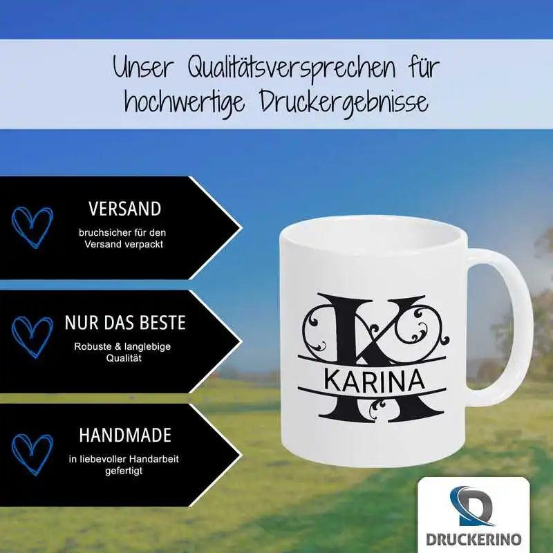 Keramik Tasse mit Namen | Motiv 1 | Karina - Druckerino