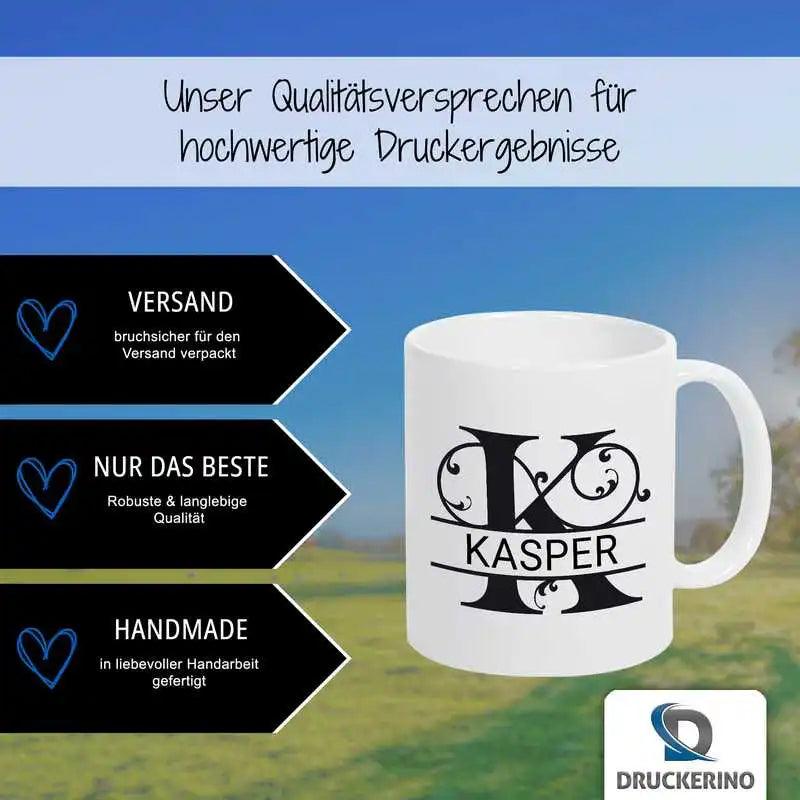 Keramik Tasse mit Namen | Motiv 1 | Kasper - Druckerino