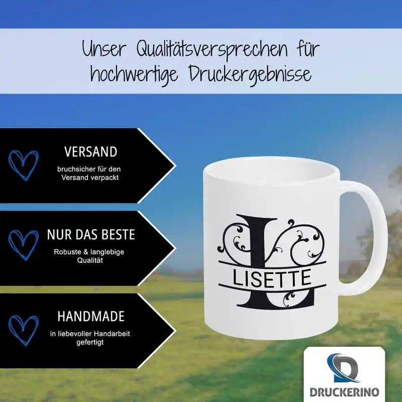Keramik Tasse mit Namen | Motiv 1 | Lisette - Druckerino