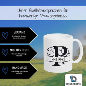 Keramik Tasse mit Namen | Motiv 1 | Philibert - Druckerino