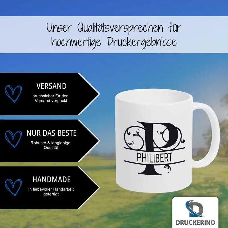 Keramik Tasse mit Namen | Motiv 1 | Philibert - Druckerino