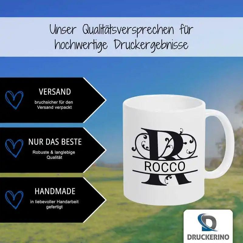 Keramik Tasse mit Namen | Motiv 1 | Rocco - Druckerino