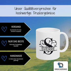Keramik Tasse mit Namen | Motiv 1 | Sverre - Druckerino
