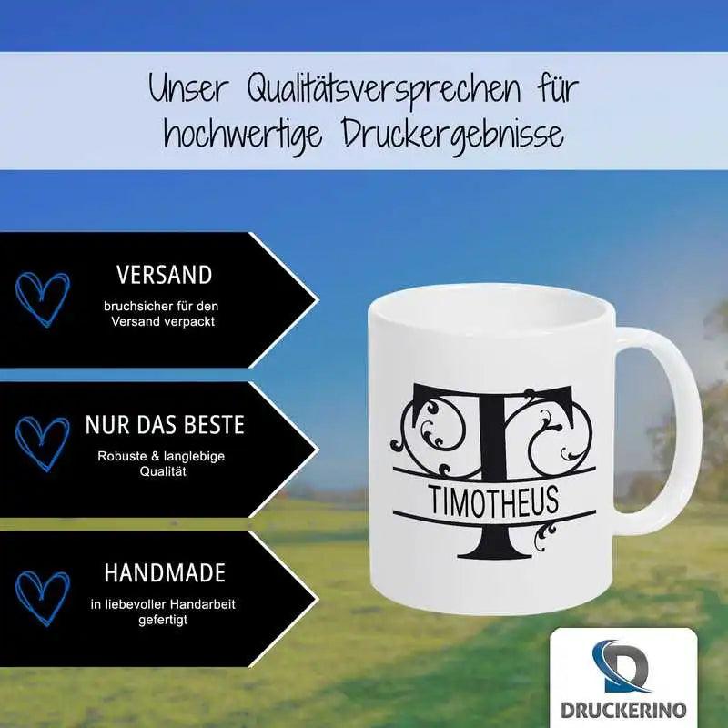 Keramik Tasse mit Namen | Motiv 1 | Timotheus - Druckerino