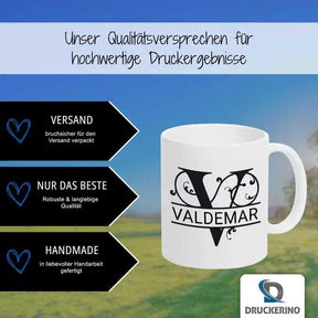 Keramik Tasse mit Namen | Motiv 1 | Valdemar - Druckerino