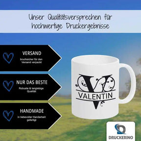 Keramik Tasse mit Namen | Motiv 1 | Valentin - Druckerino