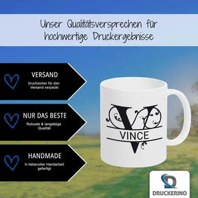 Keramik Tasse mit Namen | Motiv 1 | Vince - Druckerino