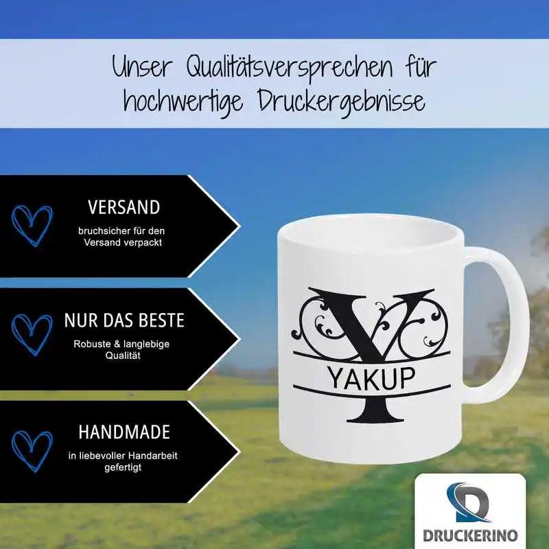 Keramik Tasse mit Namen | Motiv 1 | Yakup - Druckerino