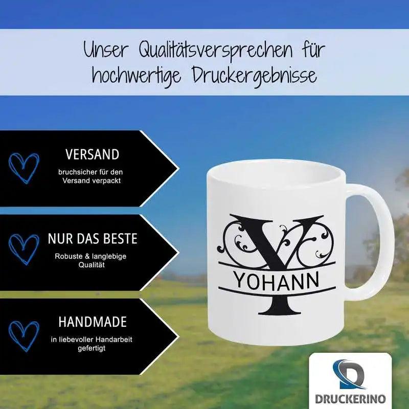 Keramik Tasse mit Namen | Motiv 1 | Yohann - Druckerino