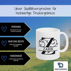 Keramik Tasse mit Namen | Motiv 1 | Zarik - Druckerino