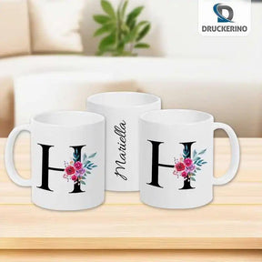 Keramik Tasse mit Namen | Motiv 2 | Heiderose - Druckerino