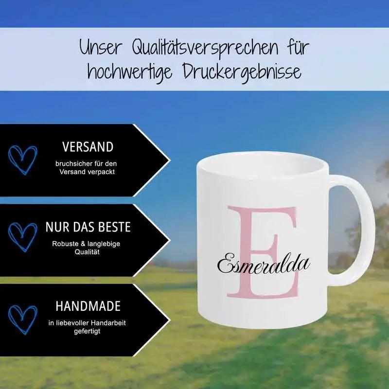 Keramik Tasse mit Namen | Motiv 3 | Esmeralda - Druckerino