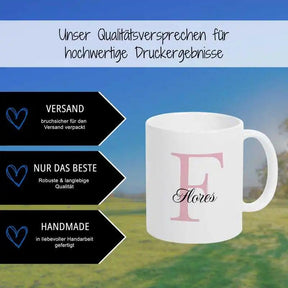 Keramik Tasse mit Namen | Motiv 3 | Flores - Druckerino