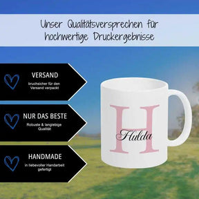 Keramik Tasse mit Namen | Motiv 3 | Hulda - Druckerino