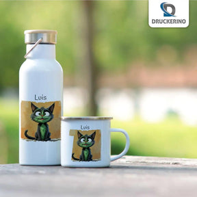 Kinder Trinkflasche Abenteuerkatze - Druckerino