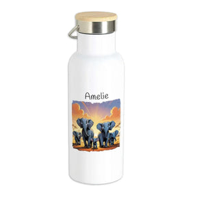 Kinder Trinkflasche Elefantenfamilie - Druckerino