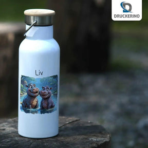 Kinder Trinkflasche Flusspferd-Pärchen - Druckerino
