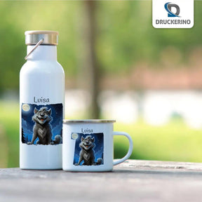 Kinder Trinkflasche Mondwolf - Druckerino