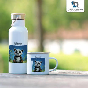 Kinder Trinkflasche Pandabär Abenteuer - Druckerino