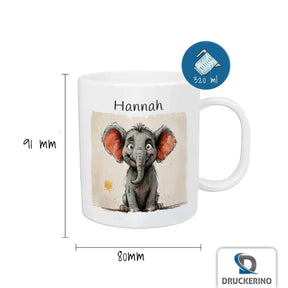 Kindertasse mit Namen | Abenteuer Elefantenfreund - Druckerino