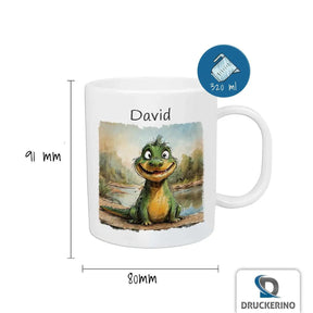 Kindertasse mit Namen | Abenteuerdrache - Druckerino