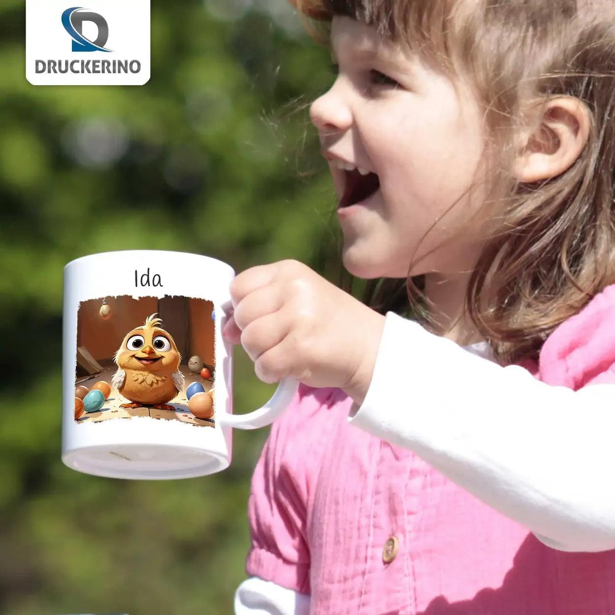 Kindertasse mit Namen | Abenteuerliche Vogelwelt - Druckerino