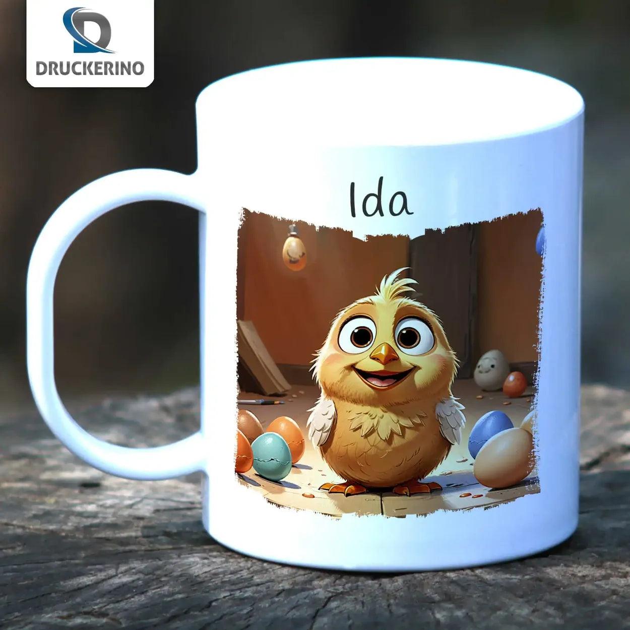 Kindertasse mit Namen | Abenteuerliche Vogelwelt - Druckerino