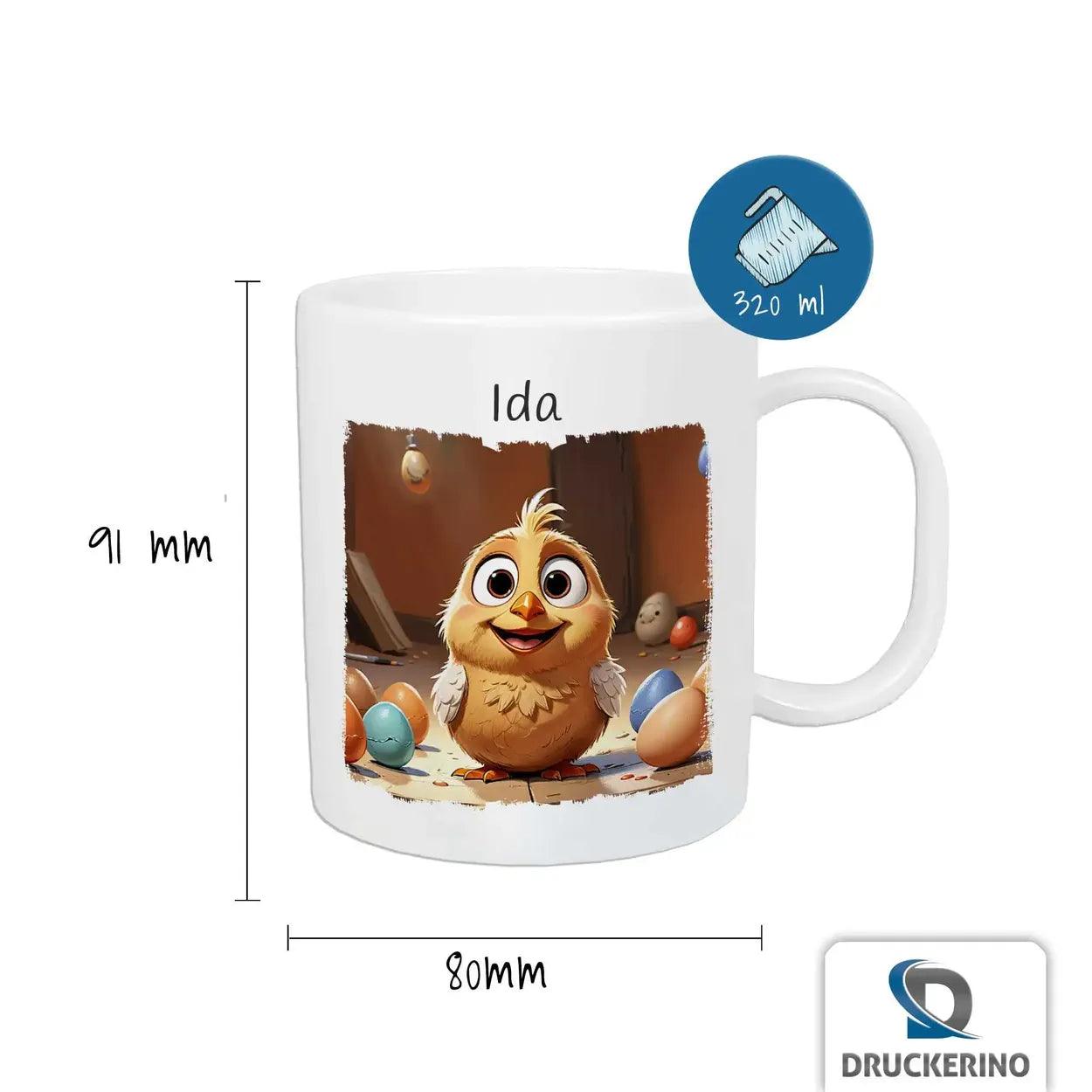 Kindertasse mit Namen | Abenteuerliche Vogelwelt - Druckerino