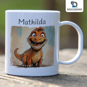Kindertasse mit Namen | Dino-Abenteuer - Druckerino