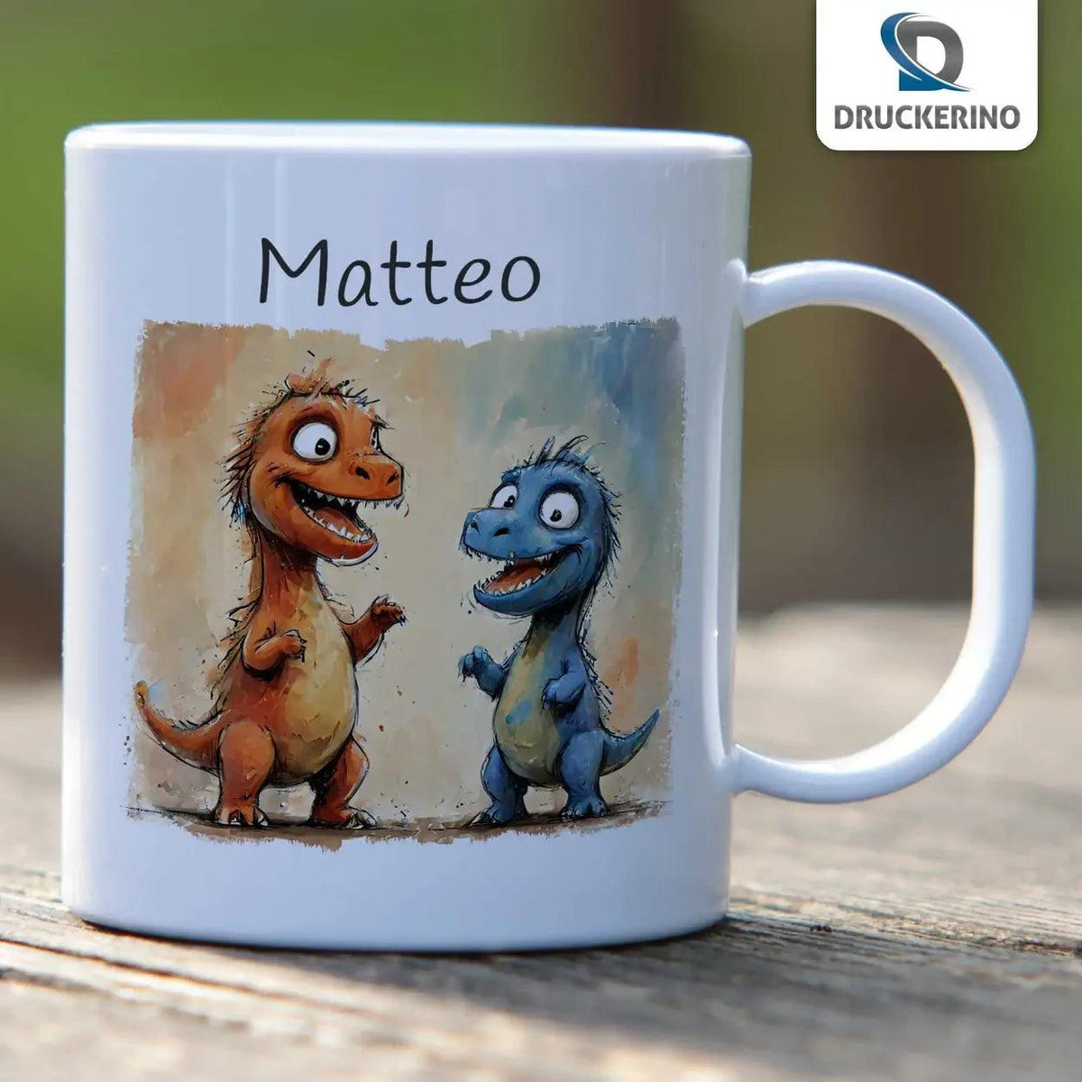 Kindertasse mit Namen | Dino-Freunde Abenteuer - Druckerino