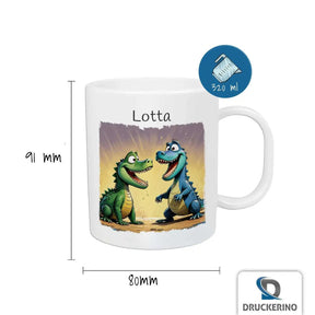Kindertasse mit Namen | Dino-Freunde Spaß - Druckerino