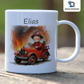 Kindertasse mit Namen | Feuerwehrabenteuer - Druckerino