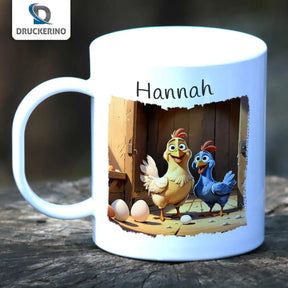 Kindertasse mit Namen | Hofabenteuer Henne und Küken - Druckerino