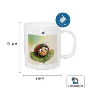 Kindertasse mit Namen | Marienkäferzauber - Druckerino