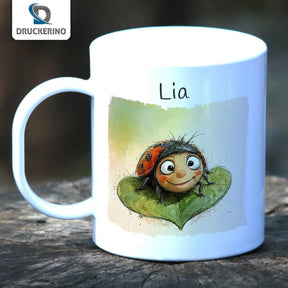 Kindertasse mit Namen | Marienkäferzauber - Druckerino