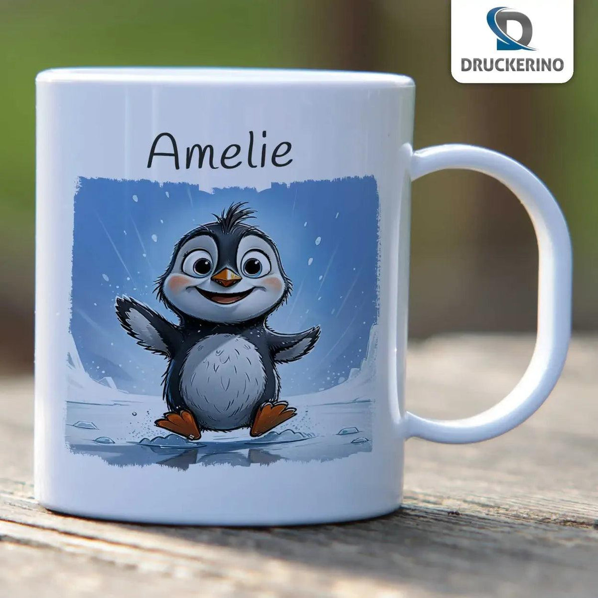 Kindertasse mit Namen | Pinguin-Abenteuer - Druckerino