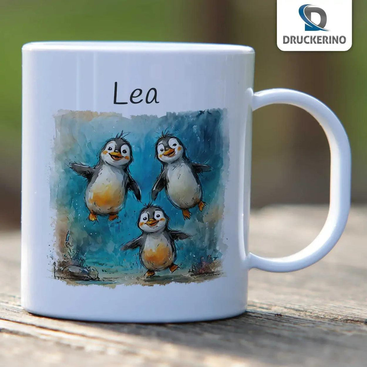 Kindertasse mit Namen | Pinguin-Freunde - Druckerino