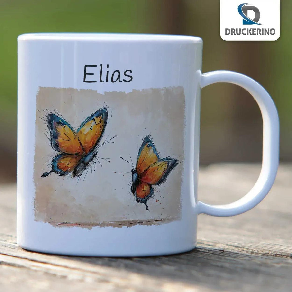 Kindertasse mit Namen | Schmetterlingsflug Erlebnis - Druckerino