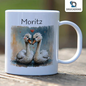 Kindertasse mit Namen | Schwanenfreundschaft - Druckerino
