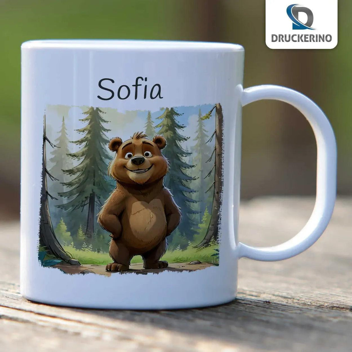 Kindertasse mit Namen | Waldabenteuer-Bärchen - Druckerino
