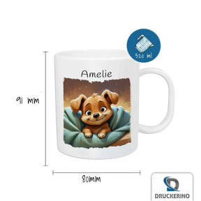 Kindertasse mit Namen | Weltenentdecker Welpen | 320ml - Druckerino